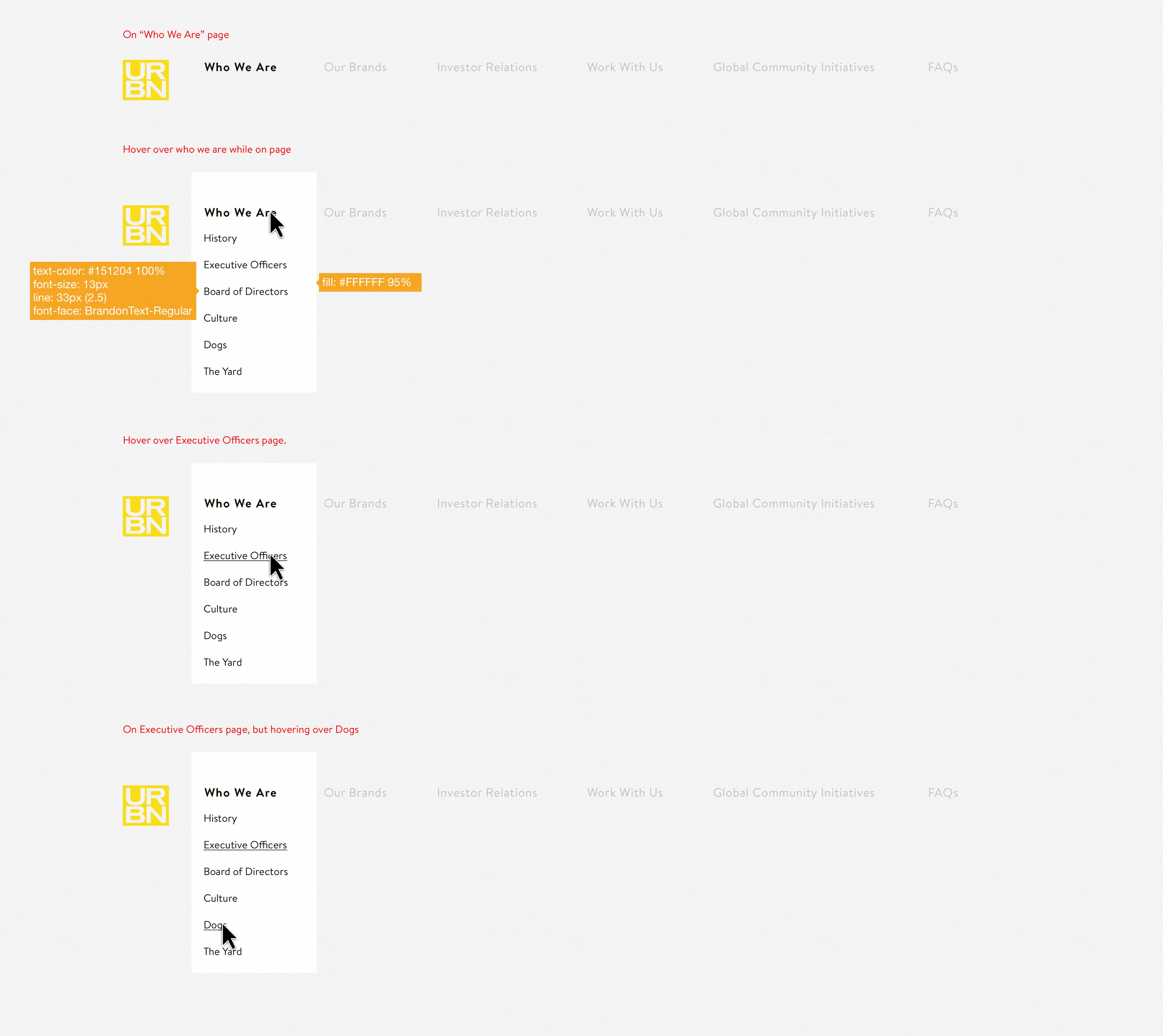 URBN Navigation Spec